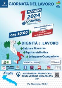 Scopri di più sull'articolo PRIMO MAGGIO, MASCIALE (SNALS/CONFSAL PUGLIA): “LOTTA AL PRECARIATO E SICUREZZA SONO LE  PRIORITÀ DELLA NOSTRA AGENDA. PRONTO PROTOCOLLO ANTIVIOLENZA PER LE SCUOLE.”