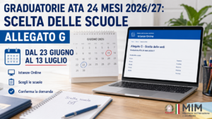 Scopri di più sull'articolo GRADUATORIE ATA 24 MESI 2026/27: SCELTA SCUOLE ALLEGATO G DAL 23 GIUGNO AL 13 LUGLIO