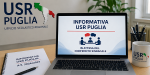 Scopri di più sull'articolo INFORMATIVA USR PUGLIA: ANTICIPATI I POSTI IN DEROGA PER IL 2026/2027 –  AL VIA ANCHE IL CONFRONTO SUL CIR SULLE UTILIZZAZIONI E ASSEGNAZIONI PROVVISORIE