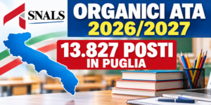 Scopri di più sull'articolo ORGANICI ATA 2026/2027: IN PUGLIA 13.827 POSTI. PUBBLICATO IL RIPARTO PROVINCIALE DELL’USR